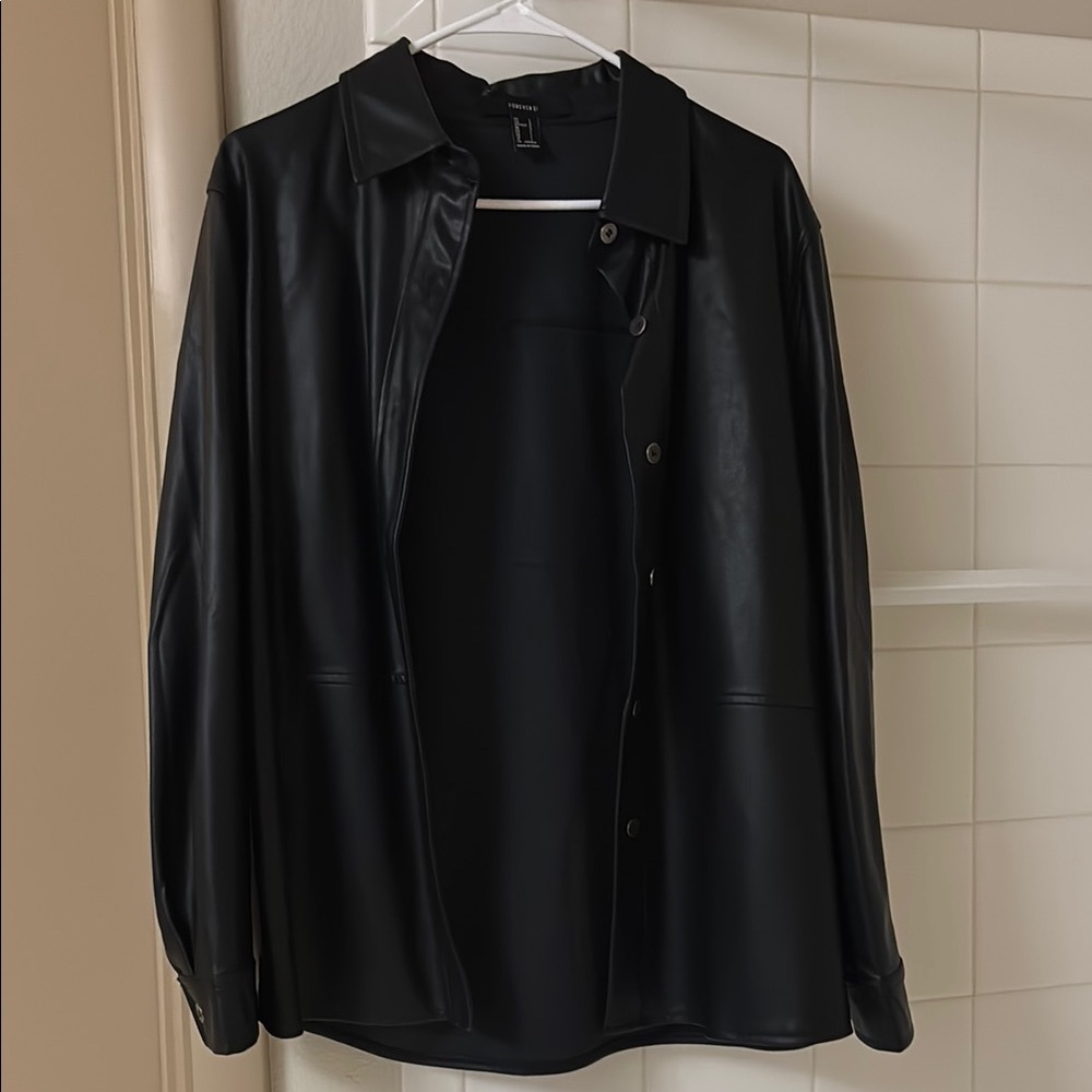 Forever 21 Black Faux Leather Shirt